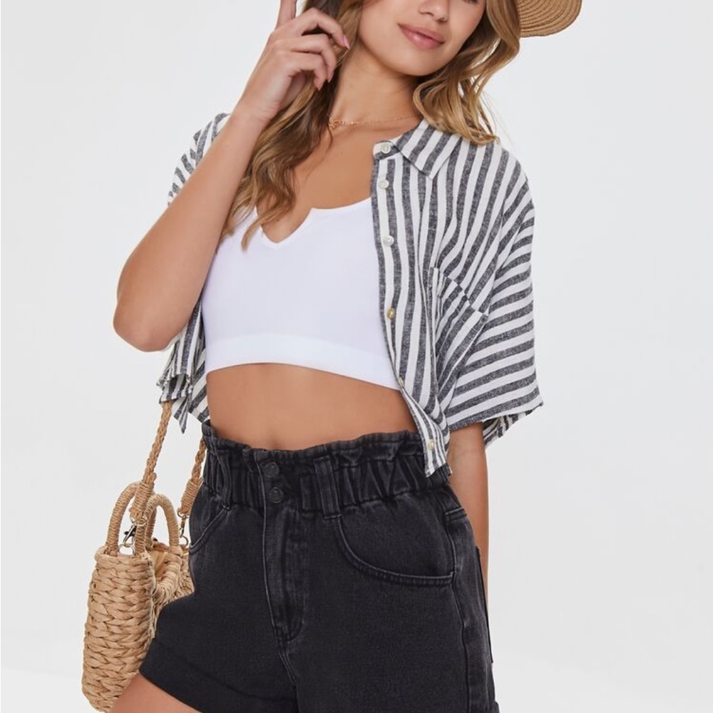 Striped linen blend shirt